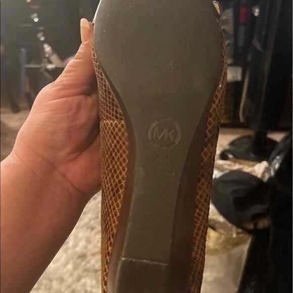 9.5 mk michael Kors vail brown snakeskin wedge heels/shoes/sandals - buckle - Picture 4 of 7